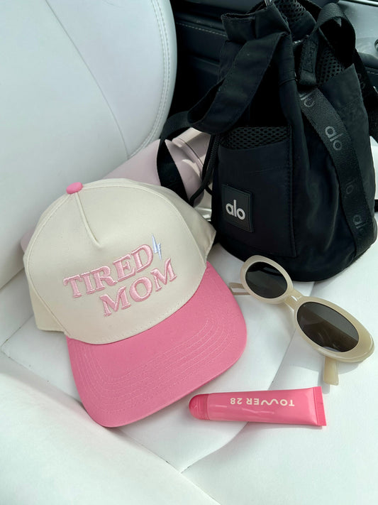 Tired mom pink snapback