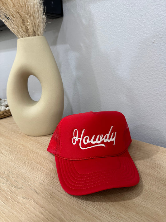 Embroidered howdy trucker hat